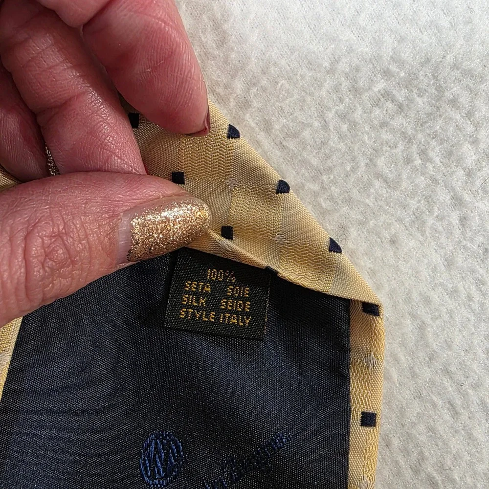 Ermenegildo Zegna Mens Silk Tie Tan Gold Geometric Diamond Made in Italy NWT